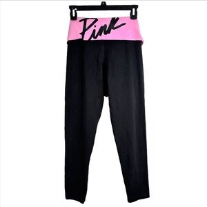 PINK Victorias Secret Vintage Y2K Foldover Crop Leggings L Sparkle Bling Glitter